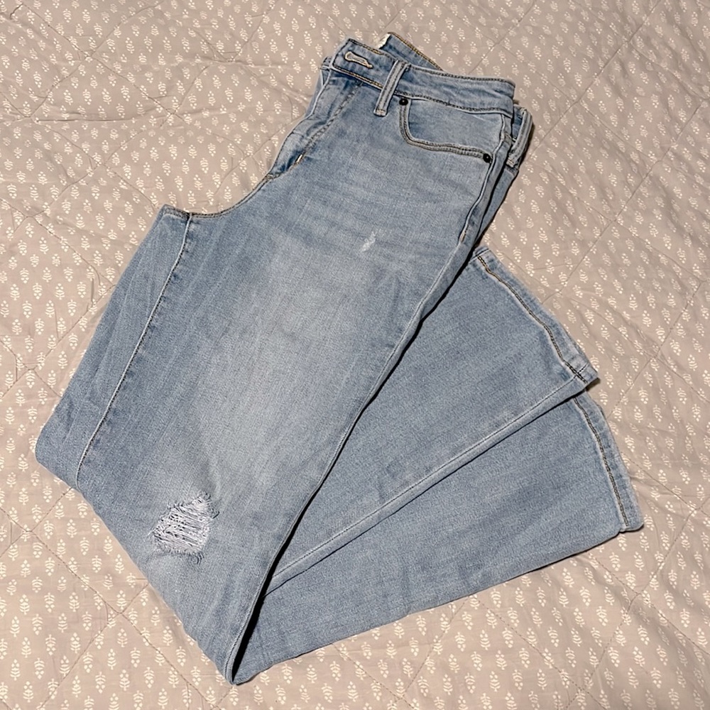 Long Light Wash Stretchy Jeans